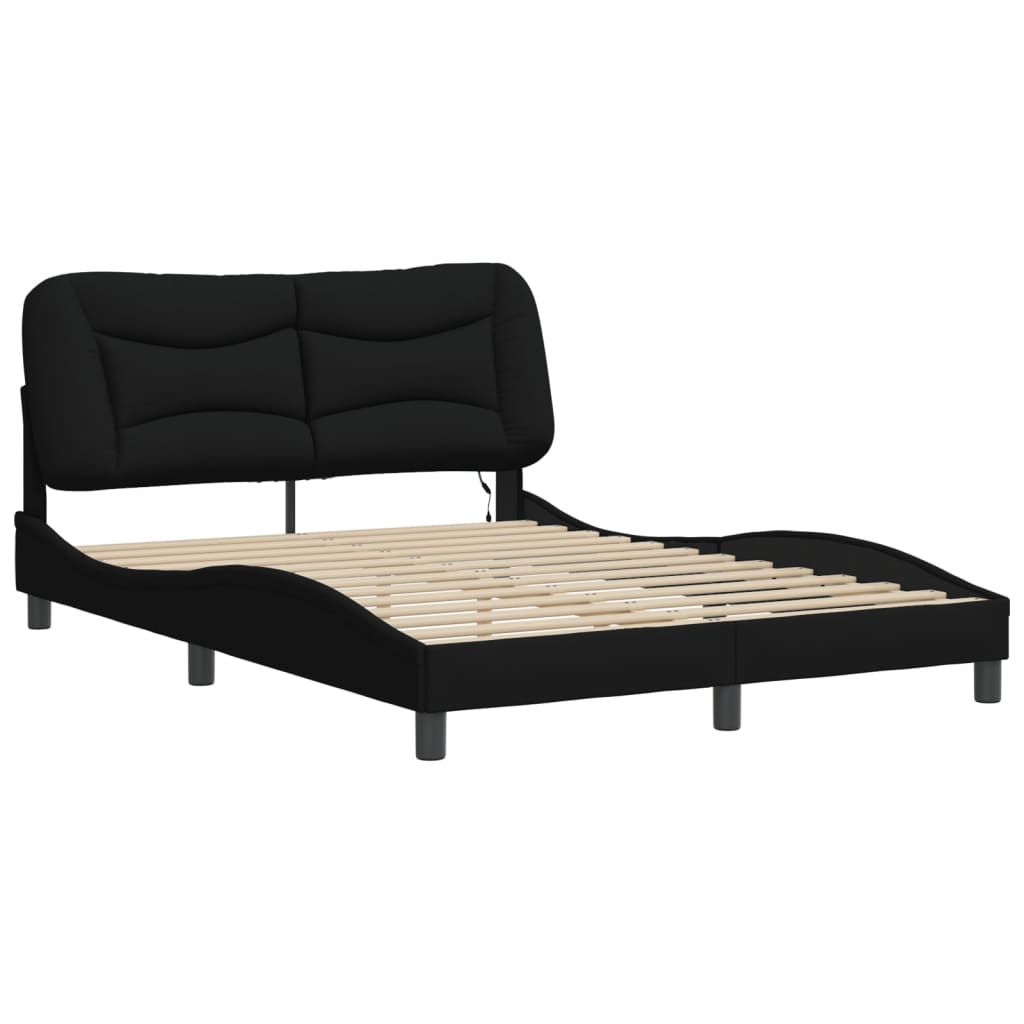 vidaXL Estructura de cama con LED sin colchón tela negro 140x200 cm