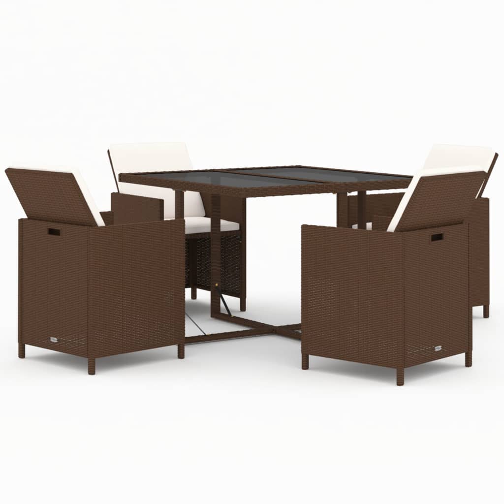 vidaXL Set comedor de jardín 5 pzas con cojines ratán sintético marrón