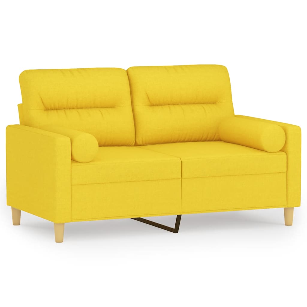 vidaXL Sofá de 2 plazas con cojines tela amarillo claro 120 cm