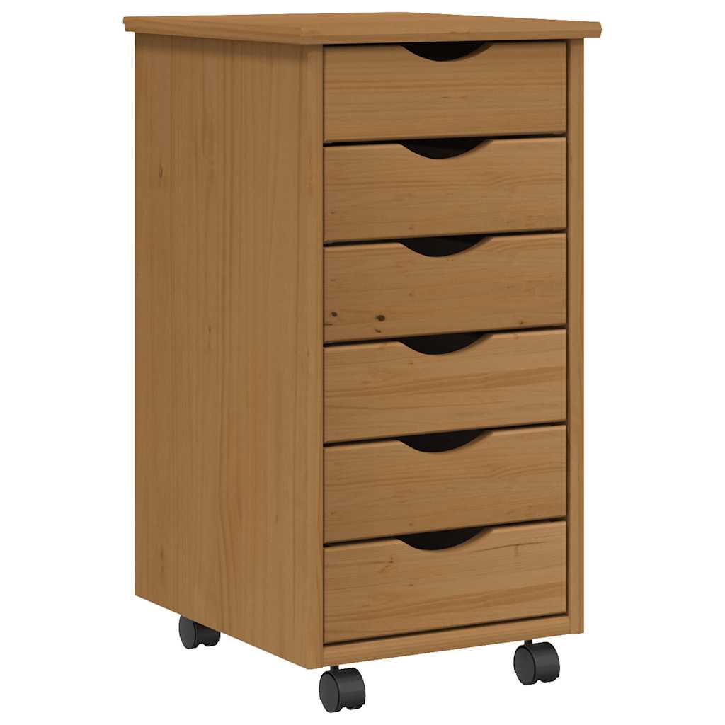 vidaXL Cajonera con ruedas MOSS madera maciza de pino 34 x 39 x 65,5 cm