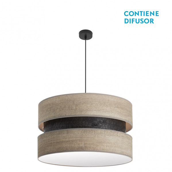 Colgante colet 3xe27 negro/madera gris regx60x60 cm