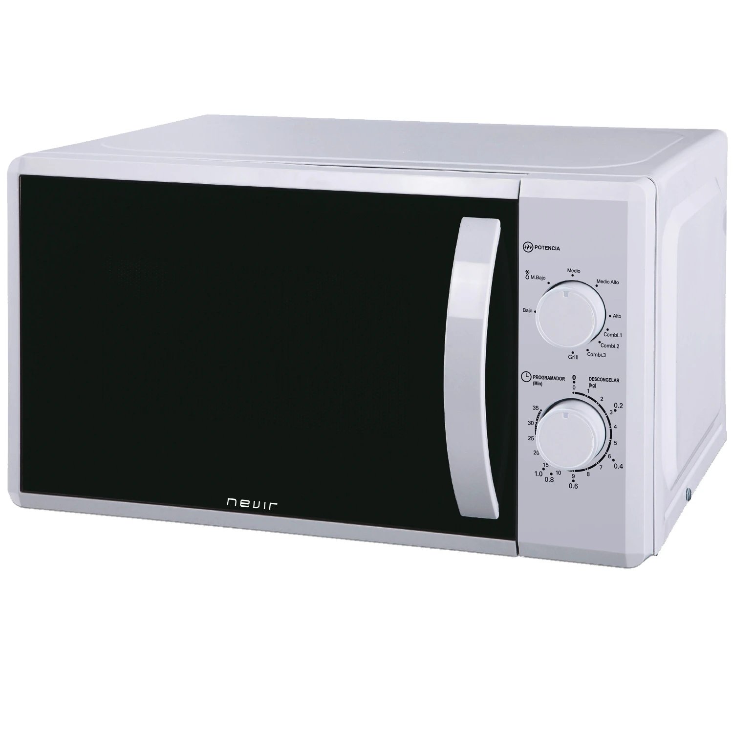 Nevir - Microondas NVR-6227MG de 20 L con grill integrado, potencia 700 W microondas + 1000 W grill, blanco para encimera pequeña
