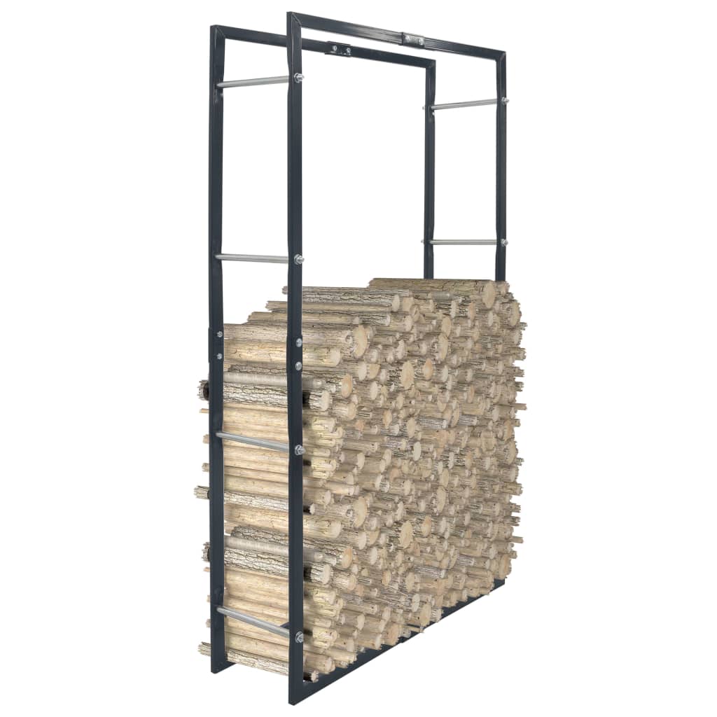 vidaXL Leñero con Base Acero Negro Accesorio Organización Chimenea Dimensiones 120 x 35 x 120 cm, 44 x 20 x 100 cm, 70 x 20 x 70 cm y mas