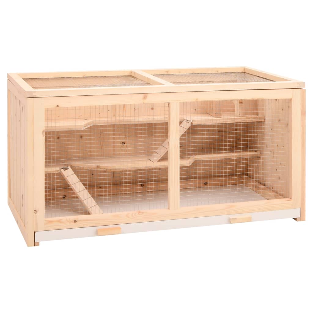 vidaXL Jaula para Hámster Casa Recinto para Roedores Ratones Madera Maciza Abeto Dimensiones 89.5 x 45 x 45 cm, 104 x 52 x 54 cm