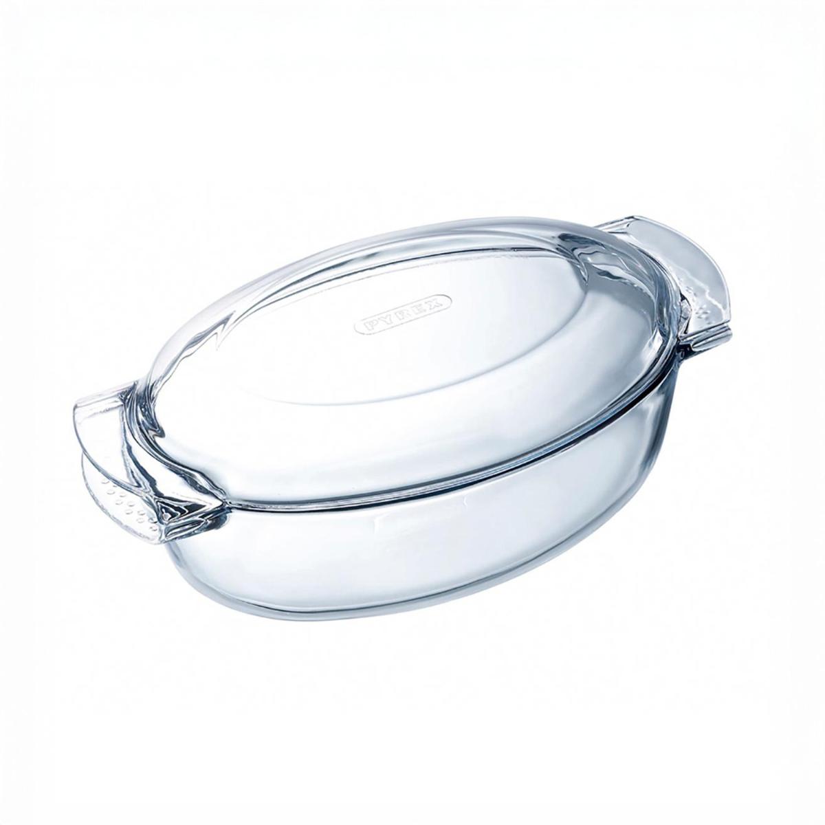 Pyrex Cazuela Oval Vidrio 4,5L con Tapa - Resistente a Rayaduras