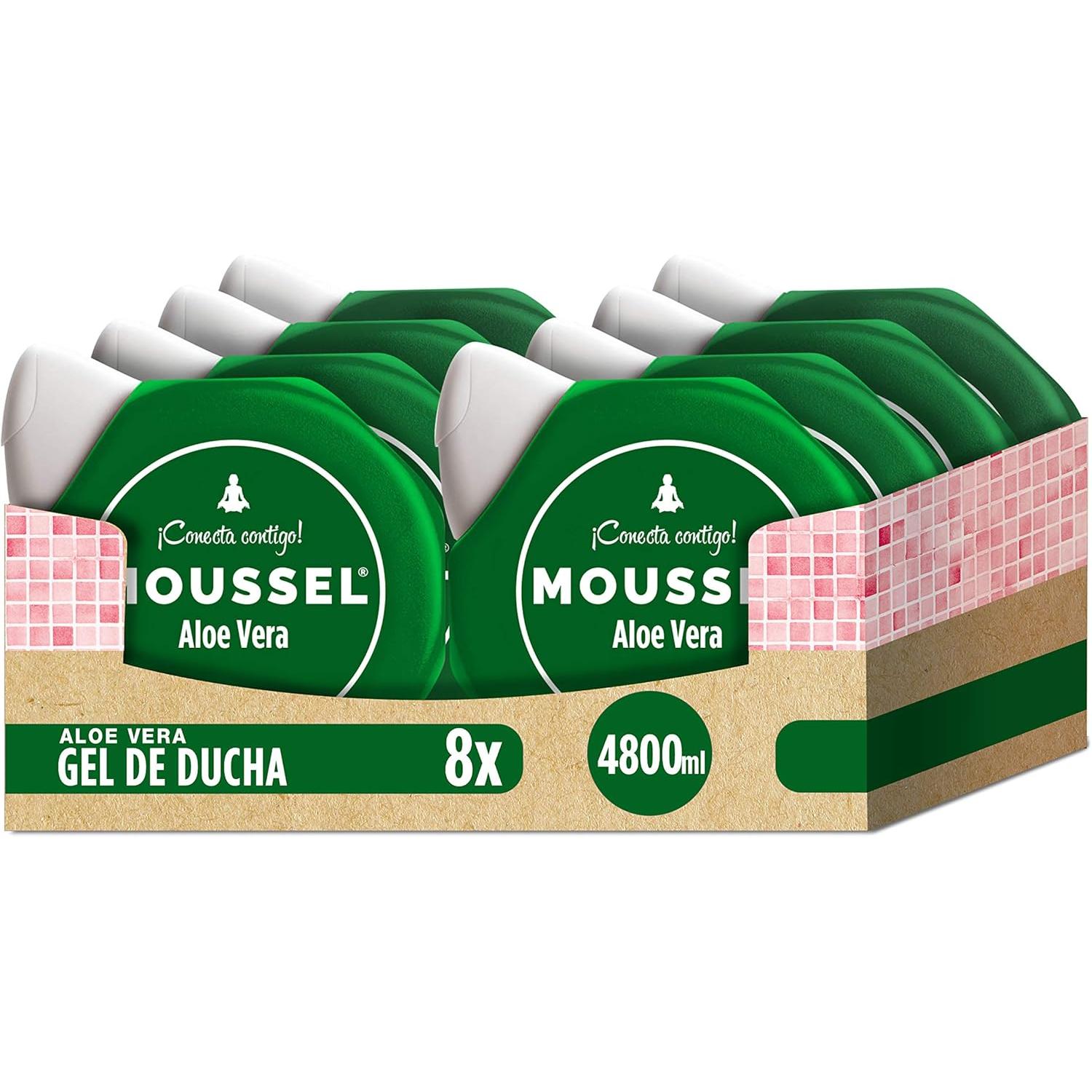 Gel de Baño Mouseel Aloe Vera - Pack 8 Botellas x 600 ml - Gel de Ducha Purificante con Aloe Vera Moussel - PACK FAMILIAR