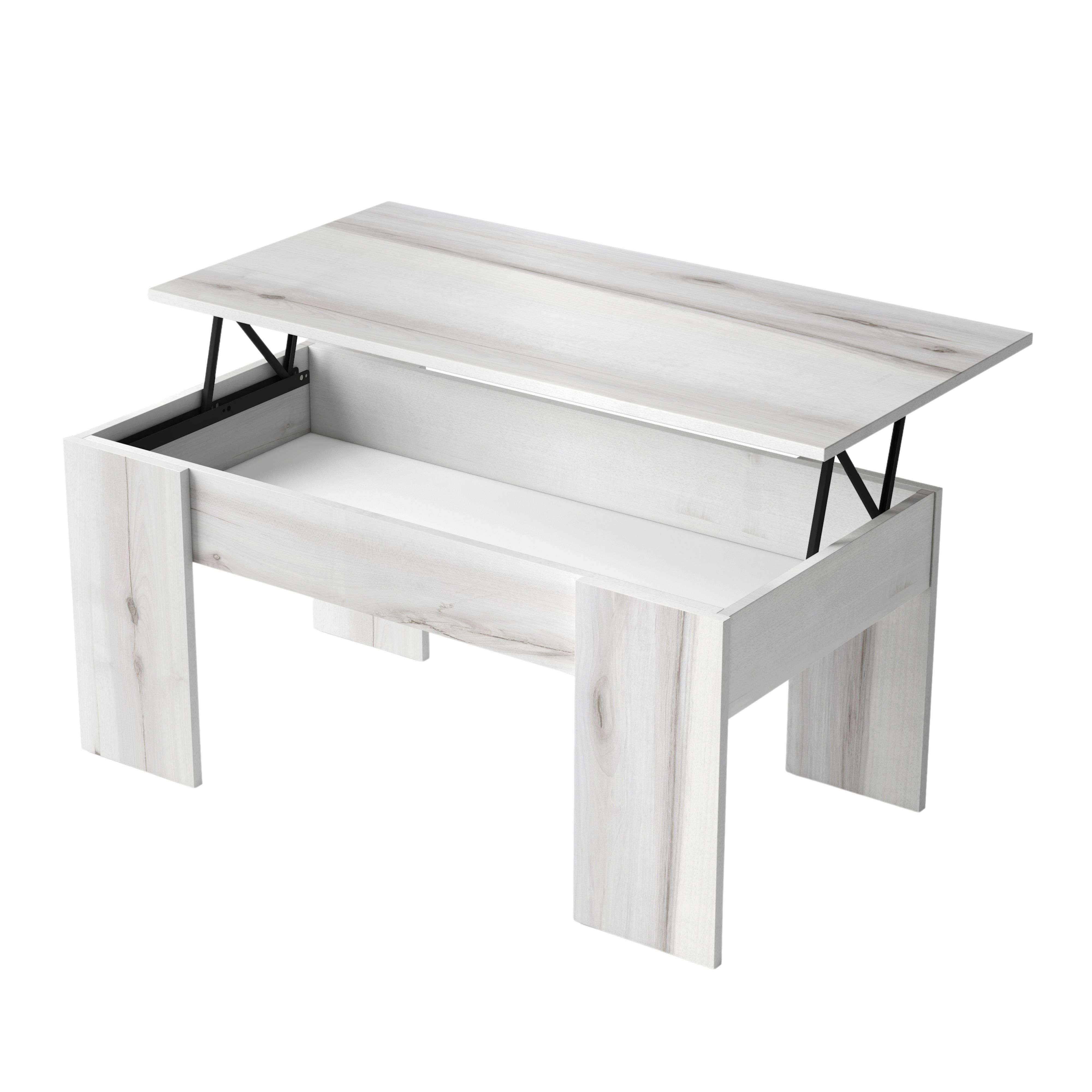 Miroytengo Mesa de Centro Elevable Low Estilo Contemporáneo en Color Blanco Albo 100x50 cm