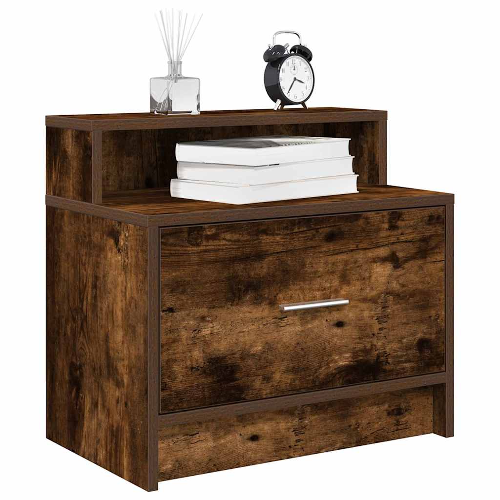vidaXL Mesillas de noche con cajón 2 uds 51x31x47 cm en color Gris sonoma/Roble artisan/Roble ahumado y más | cómodas modernas ergonómicas para comedor cocina salón hogar