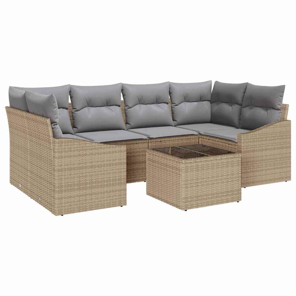 vidaXL Juego de Sofá Manual 7 pcs Beige y Gris Claro ratán sintético