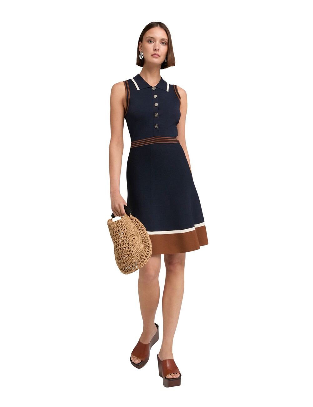 Motivi - Vestido línea A con cuello polo