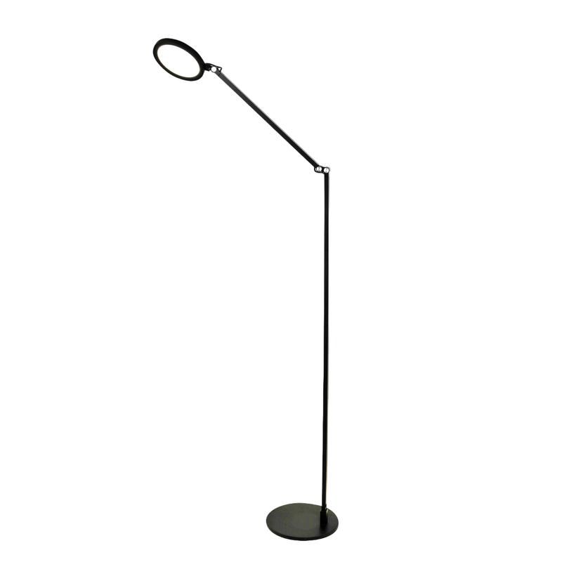 Regina - Lámpara de pie LED orientable de metal negro H.135 cm Fabas Luce - Luz LED integrada de 9 W CCT (3000K 4000K 5000K 6000K)