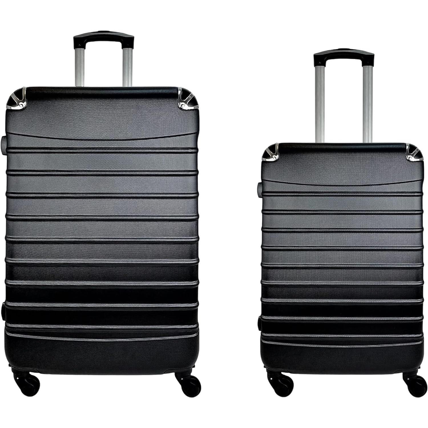 Juego de 2 Maletas Equipaje de Mano Viaje Cabina, Mediana y Pequeña 4 Ruedas giratorias 360º Negro COSHANO