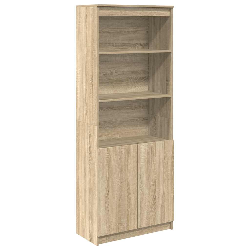 vidaXL Aparador alto madera de ingeniería 70x35x180 cm en color Roble ahumado/Marrón roble/Roble artisan y más
