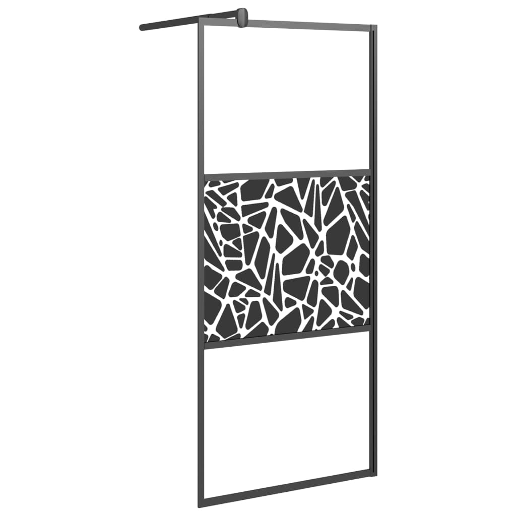 vidaXL Mampara de Ducha Accesible Vidrio ESG Diseño Piedras 90x195 cm Baño Color Plateado,  Negro, y mas