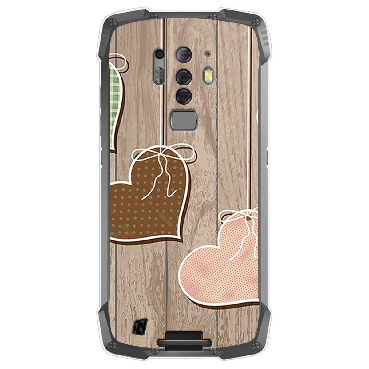 Tumundosmartphone Funda Gel Tpu para Blackview BV6900 / BV6900 Pro diseño Corazones Madera Dibujos