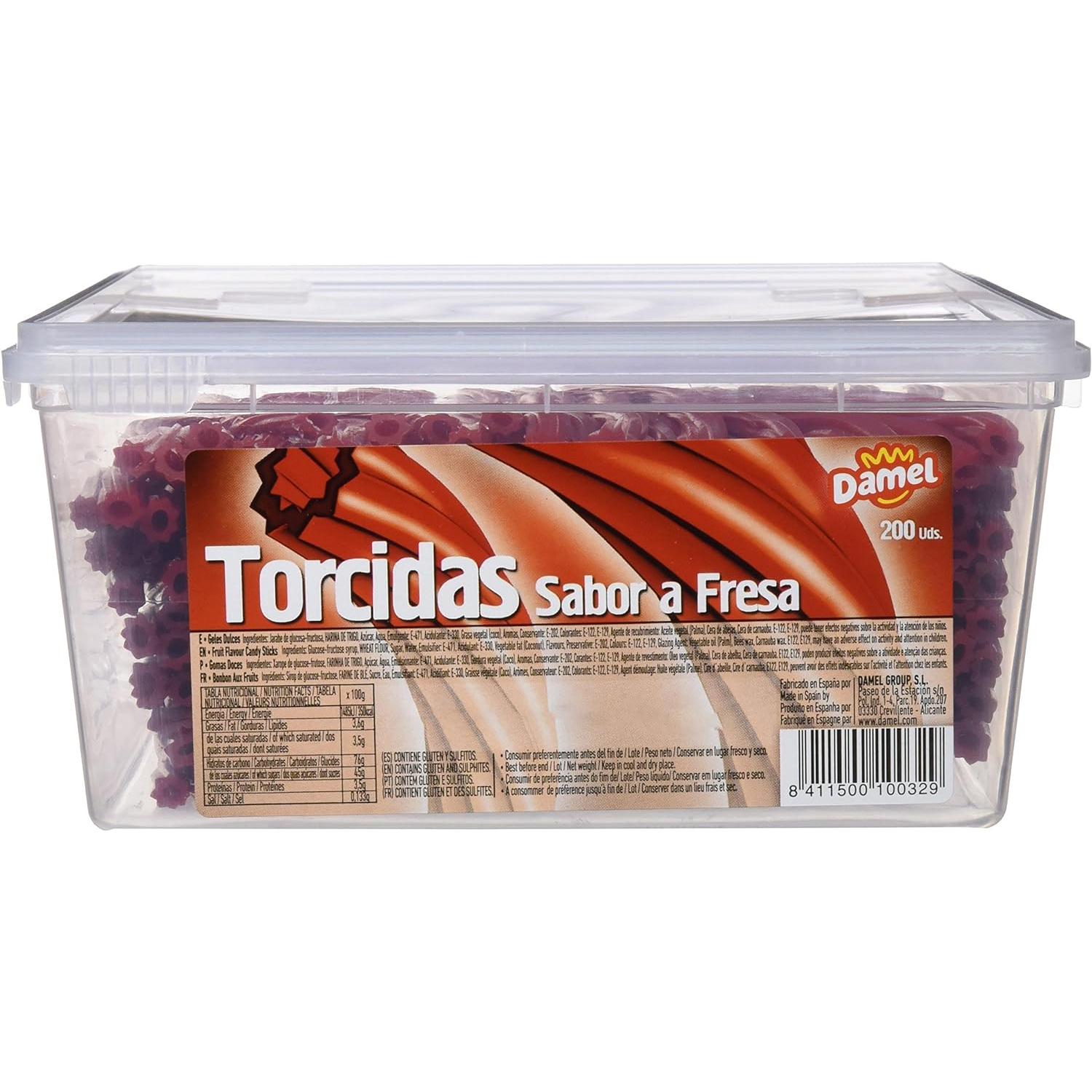 Regaliz Fresa Damel - Torcidas de Fresa Damel - Caja 200 Regalices de Fresa