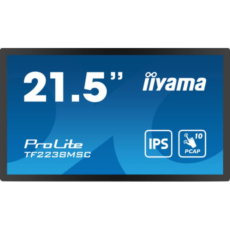Monitor Iiyama TF2238MSC-B1-21.5", IPS Full HD LED, 1920x1080/60 Hz, 1H1DP, Táctil