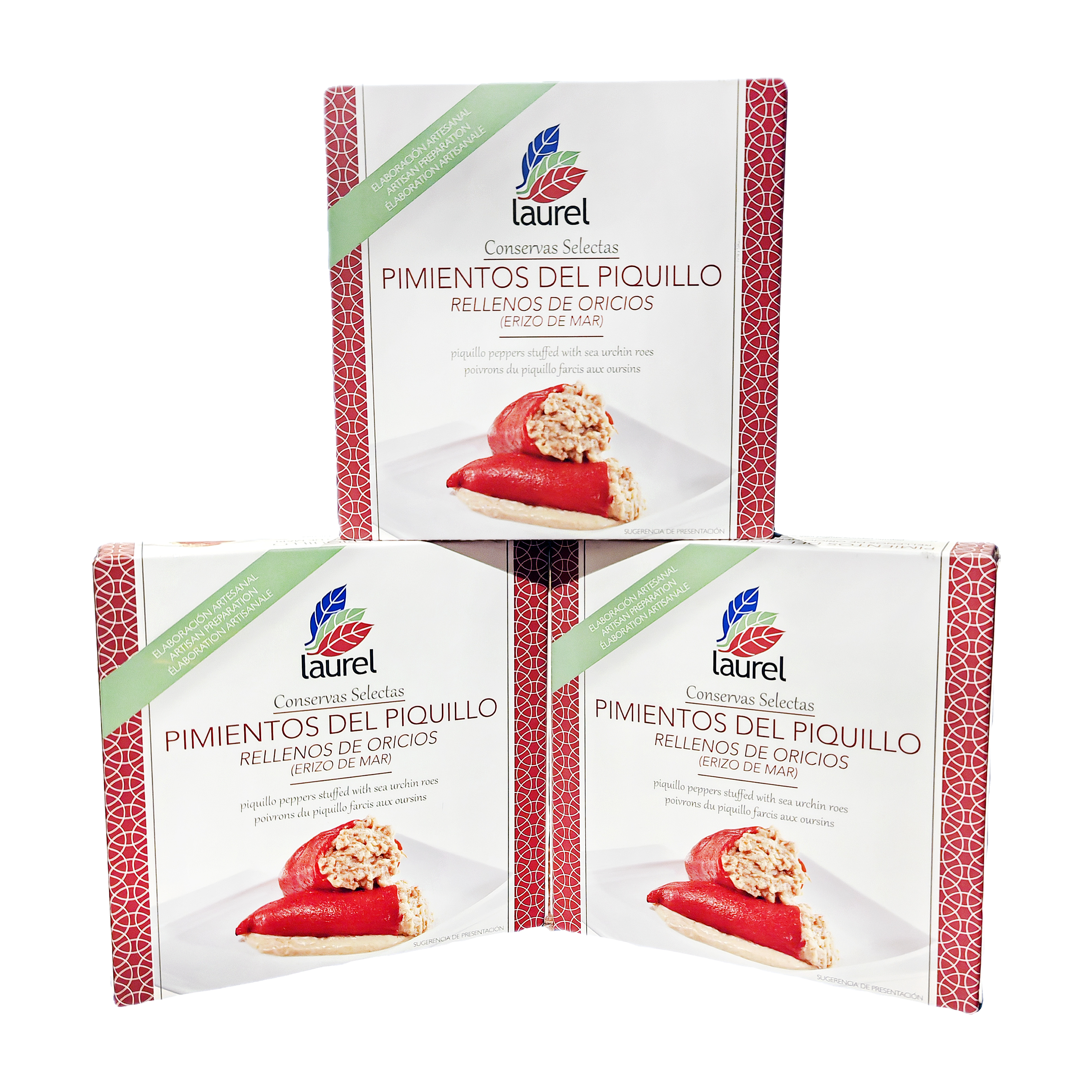 Pimientos del piquillo rellenos de Oricios. Pack de 3 unidades. Conservas Laurel