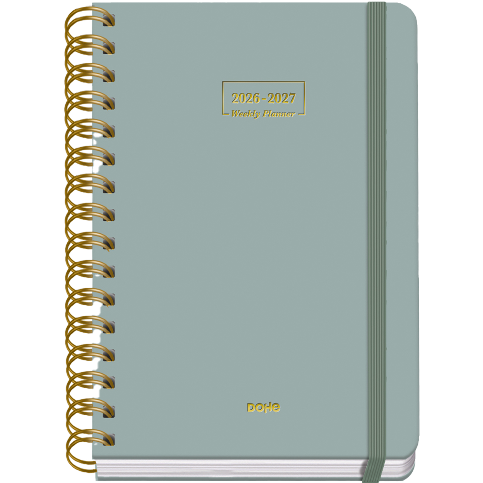 Dohe - Agenda Escolar 2026 2027 - Septiembre a Junio, Semana Vista, A5 (15x21 cm), Tapa Dura Suave, Espiral Doble, Cierre con Goma Elástica, 2 Páginas de Pegatinas, Español e Inglés