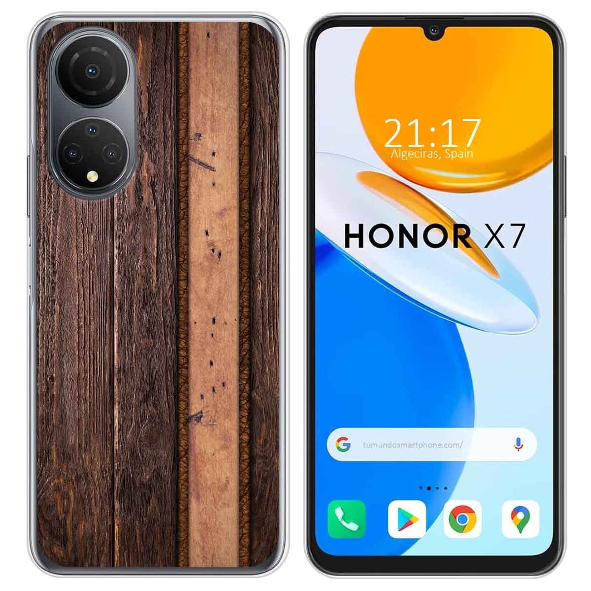 Tumundosmartphone Funda Silicona Huawei Honor X7 Gel TPU Madera 05