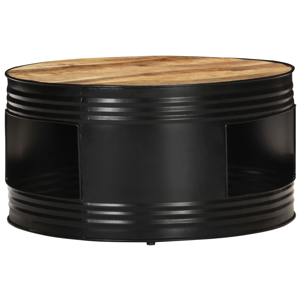 Vidaxl Mesa de Centro de Madera de Mango Maciza 68x68x36 Cm Negro