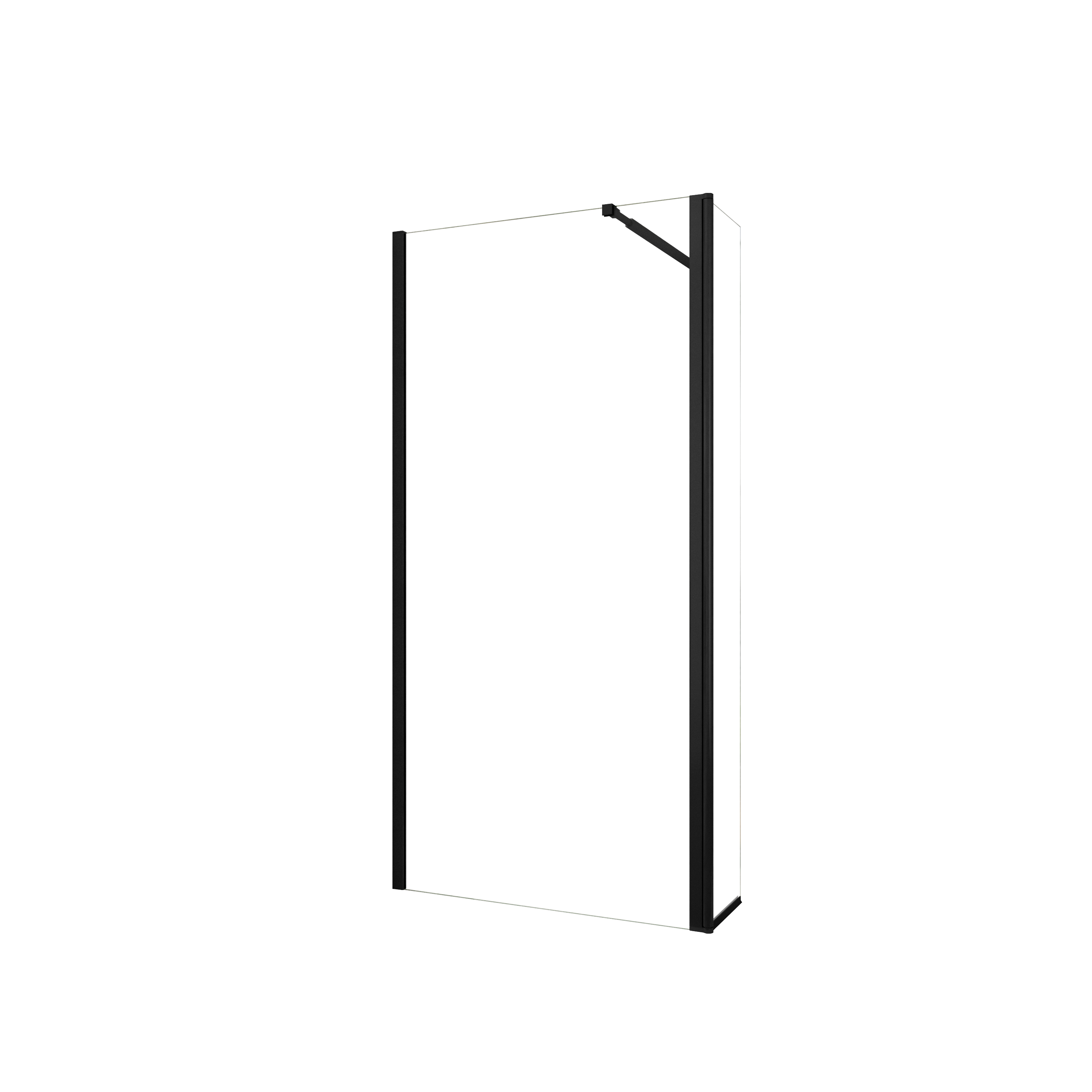 AICA Walkin Mampara Panel de ducha 2 hojas Panel fijo+Lateral giratorio Vidrio 8mm Antical con Barra Negra mate 73-120cm Tamaño[(53.9-55.9)+40]x200cm