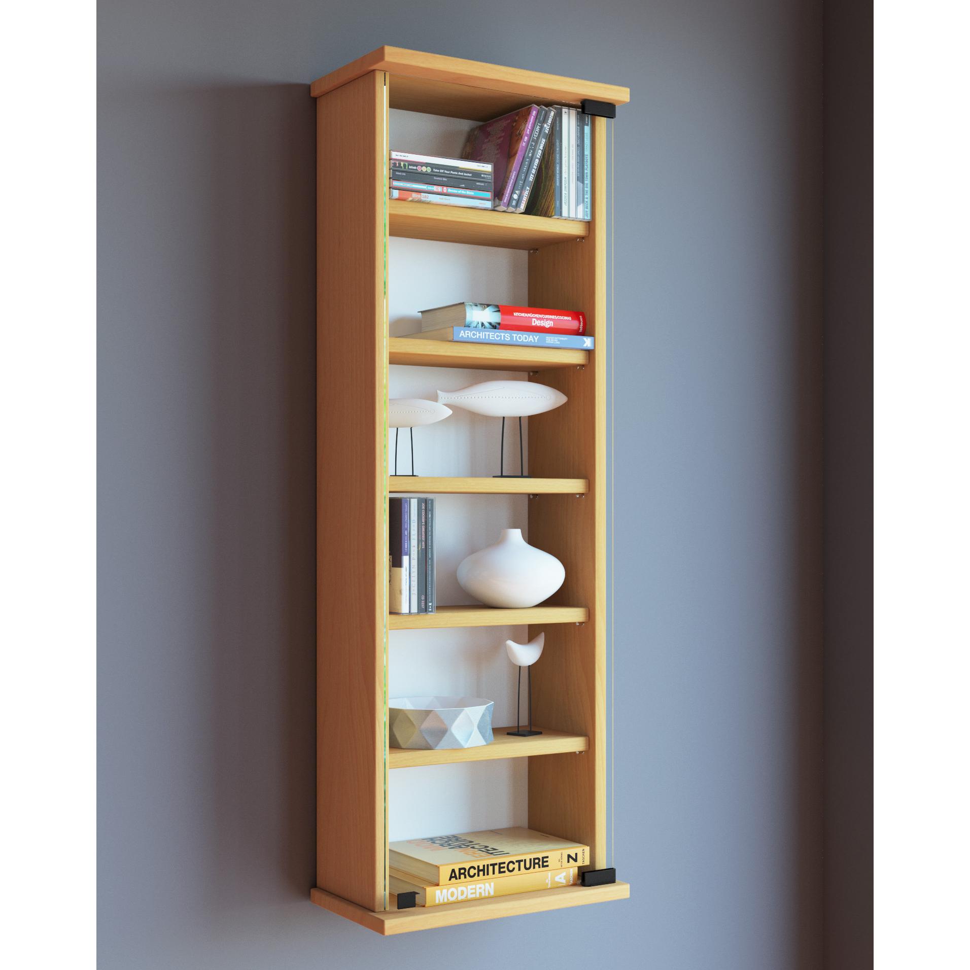 Estantería de pared de madera para CD DVD Estantería colgante Vitrina de pared Puerta de cristal Loposa Estantería de pared de madera para CD DVD Estantería colgante Vitrina de pared Puerta de cristal Loposa