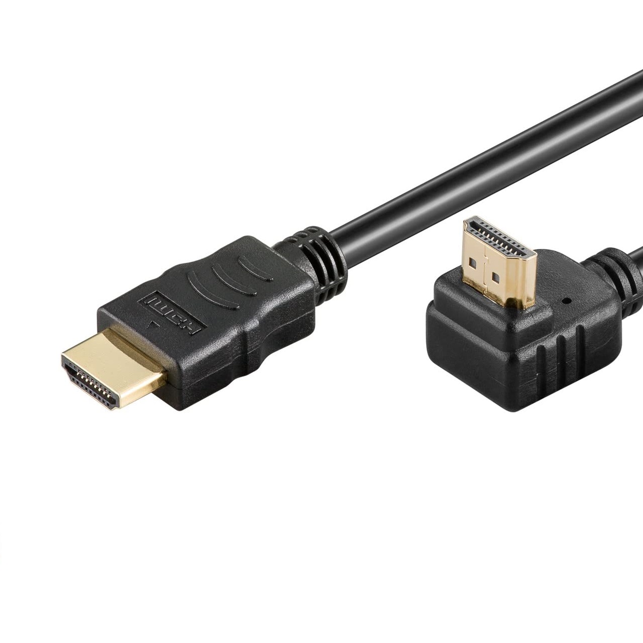 CABLEPELADO Cable HDMI dorado, HDMI angulo 90º, compatible PC, PS4, PS5, Xbox, Smart TV | Negro | 2 Metros