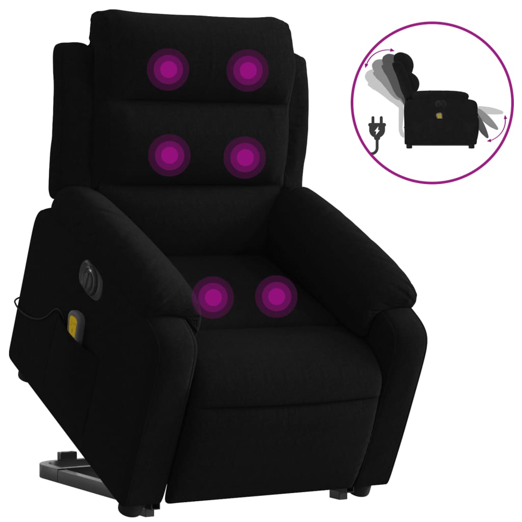 vidaXL Sillón de masaje reclinable elevable terciopelo negro