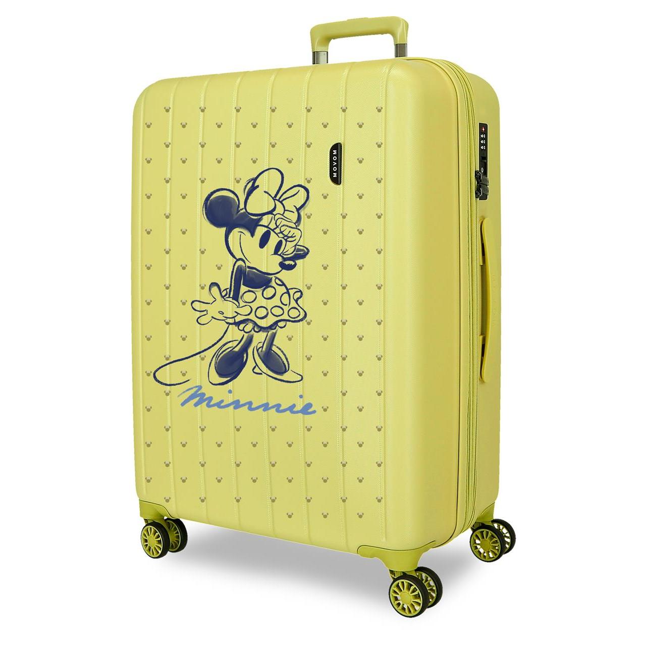 Maleta Mediana Disney Mickey & Minnie de 48 cm, ABS Resistente, 72L, Expandible, 4 Ruedas 360°, Cierre TSA