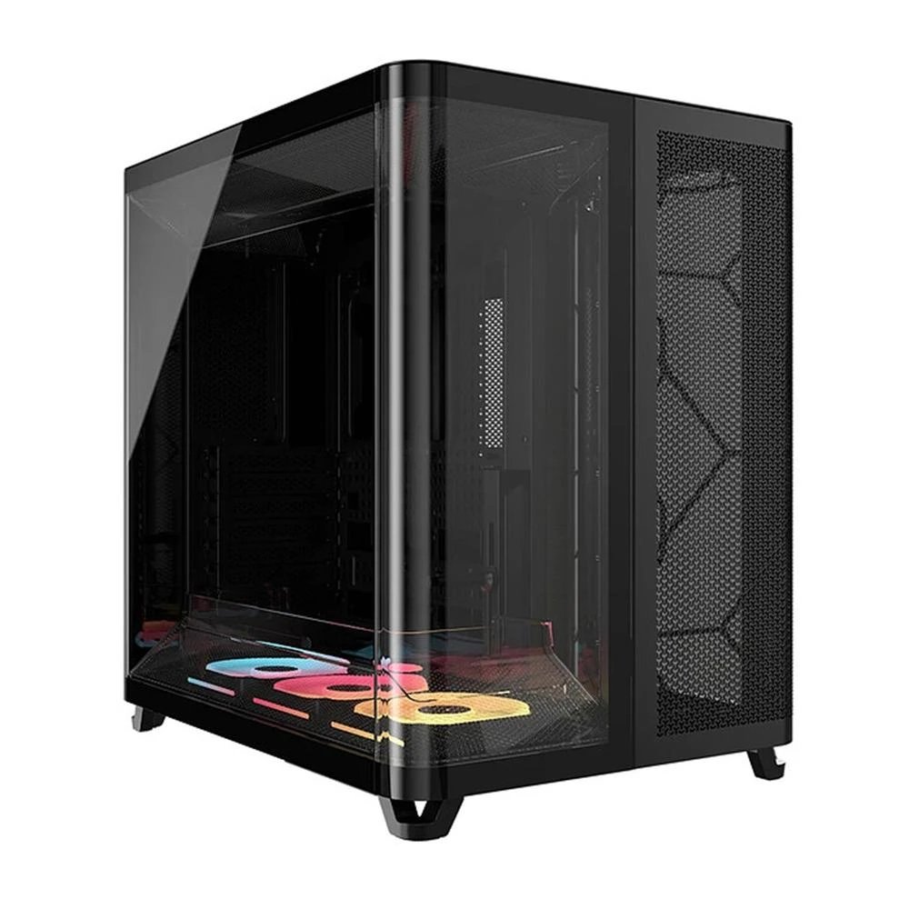 Corsair - Caja para discos duros externos CC-9011318-WW compatible con SSD y disco duro NVMe, diseño premium negro con vidrio templado y gestión de cables RapidRoute 2.0