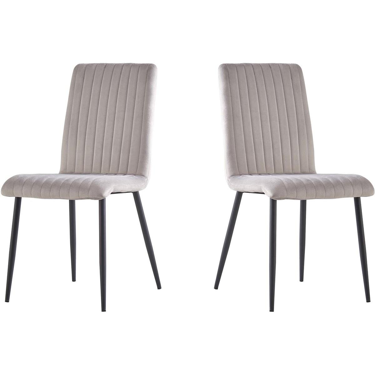 Habitat y Jardin - Juego de 2 sillas de terciopelo "Henley" - Gris claro