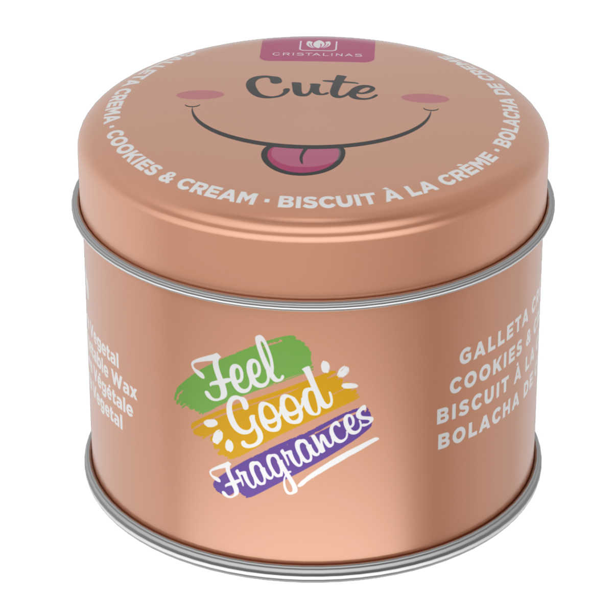 CRISTALINAS Velas Feel Good Fragrances 35h. Cera Vegetal. Reutilizable. Variedad de aromas: Fresa y Nata, Moras, Cerezo, Galleta-Crema, Manzana, Vainilla.