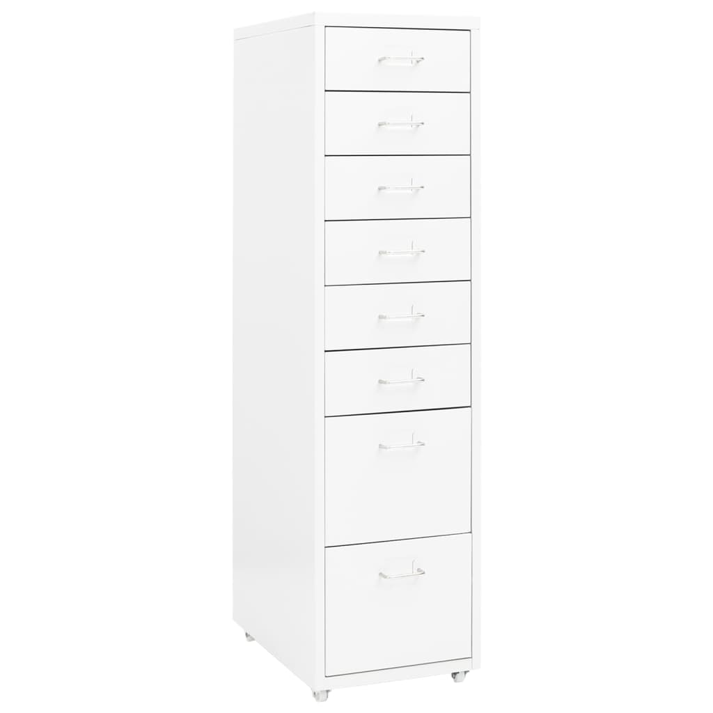 vidaXL Armario archivador móvil metal 28x41x109 cm en color Gris/Blanco/Negro | almacenamiento funcional diseño moderno para baño dormitorio sala