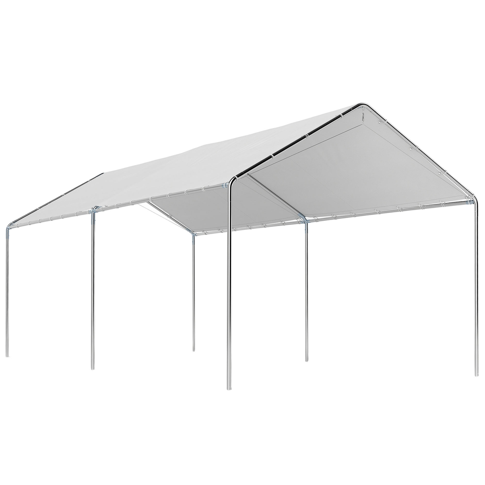 Outsunny Carpa Garaje para Coche 3x6 m, Cochera Exterior Portátil con Marco de Acero Galvanizado, Impermeable, Anti-UV, Pabellón Gazebo de Jardín con Accesorios, para Eventos, Fiestas, Blanco