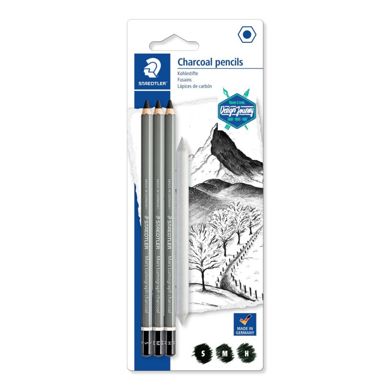 Staedtler - Mars Lumograph charcoal lápiz de carbón 4 pieza(s) Negro 100C SBK4