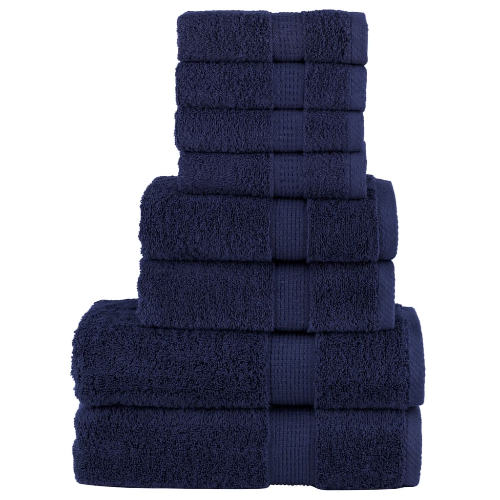vidaXL Juego de toallas 8 piezas 100% algodón 600 gsm toalla Color Dorado,  Azul,  Azul marino y mas
