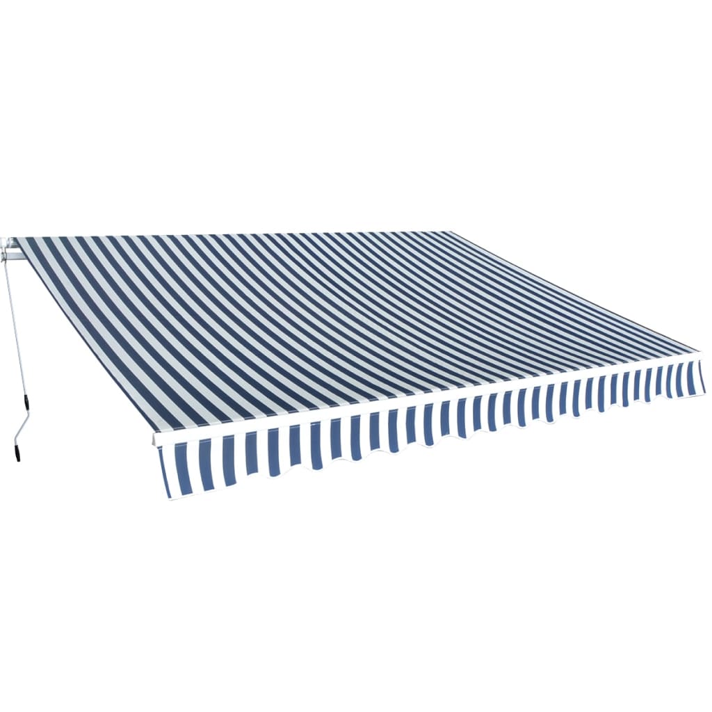 vidaXL Toldo plegable de operación manual azul y blanco Multitalle