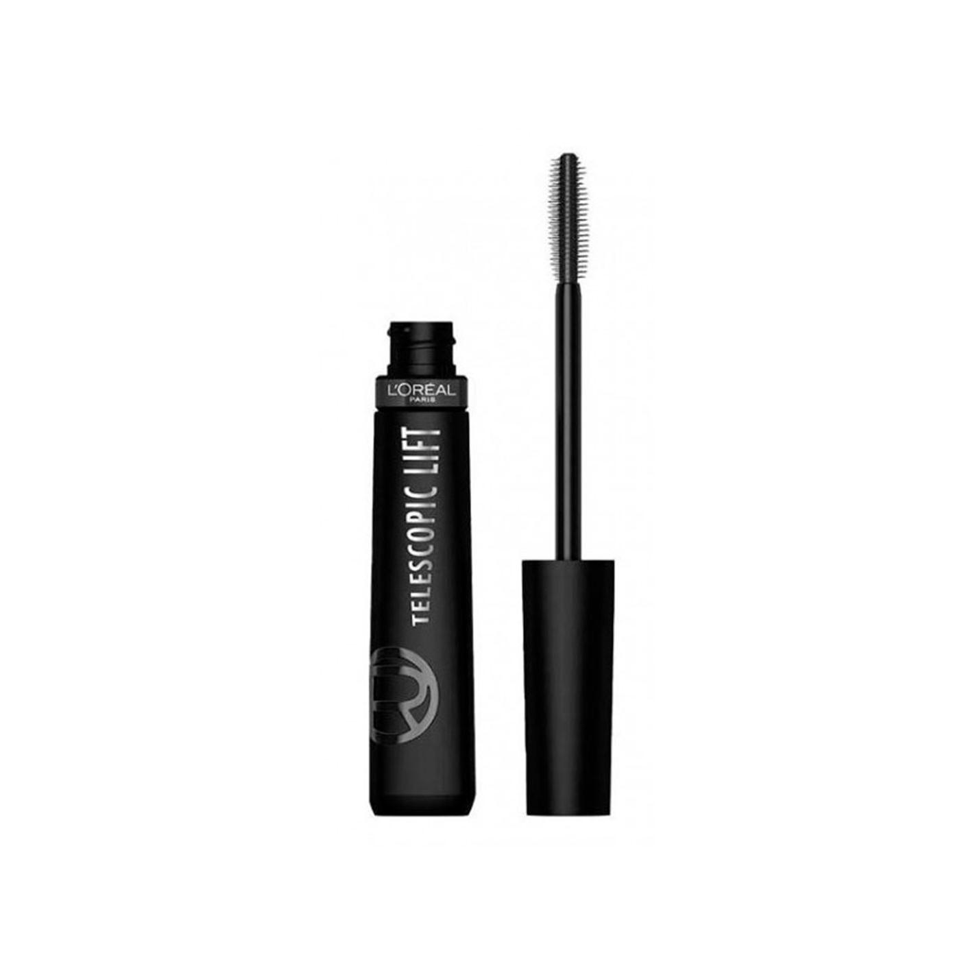L'Oréal Paris - MASCARA TELESCOPIC LIFT: Máscara de pestañas alargadora, rizadora y con volumen sin caída, cepillo de doble gancho patentado, fórmula vegana para elevación máxima, ideal para maquillaje mujer