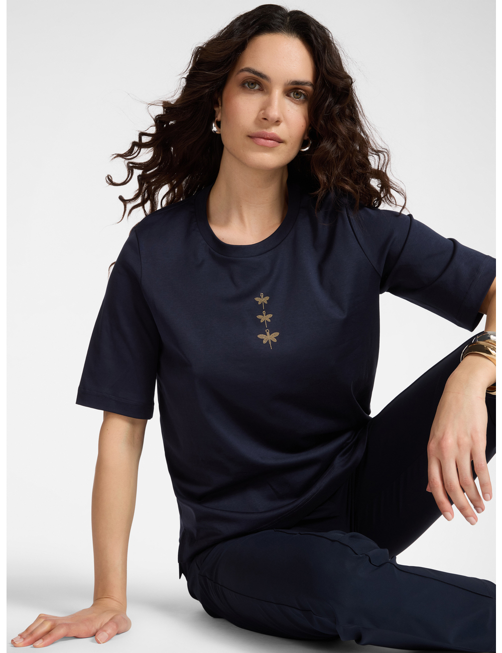 Elena Mirò - Camiseta de algodón con libélulas
