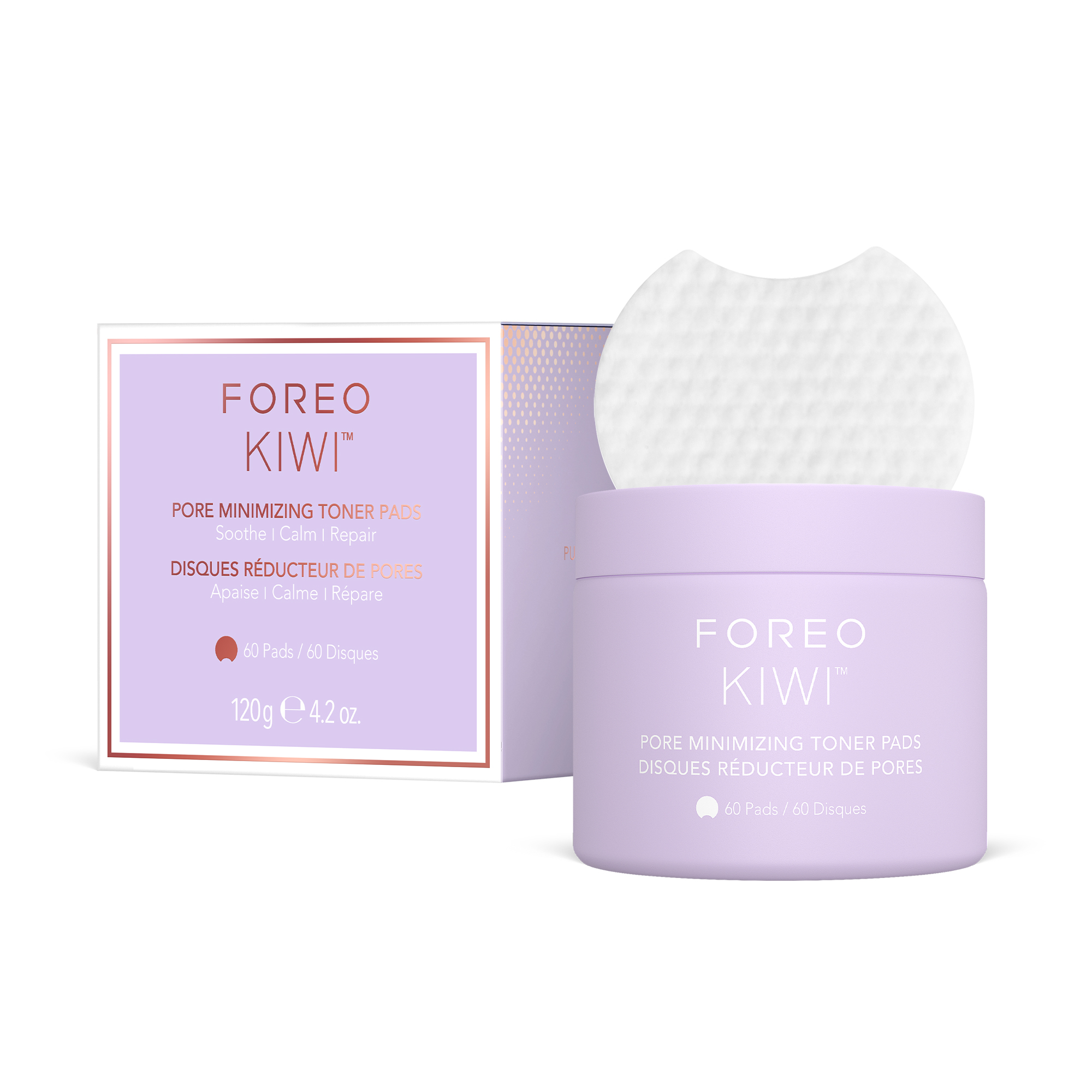 FOREO KIWI Discos tonificantes para poros 60 uds. – Discos exfoliantes con hamamelis y centella asiática para pieles grasas con tendencia al acné – Reductor de poros y enrojecimiento