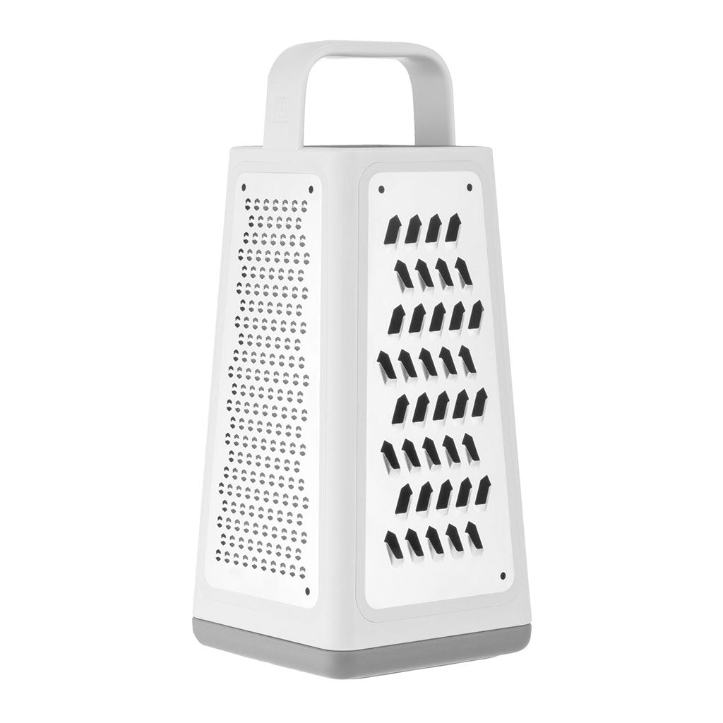 Rallador Z-CUT de 4 caras Zwilling con tecnología bidireccional y bandeja integrada para rallar y laminar frutas, verduras y quesos