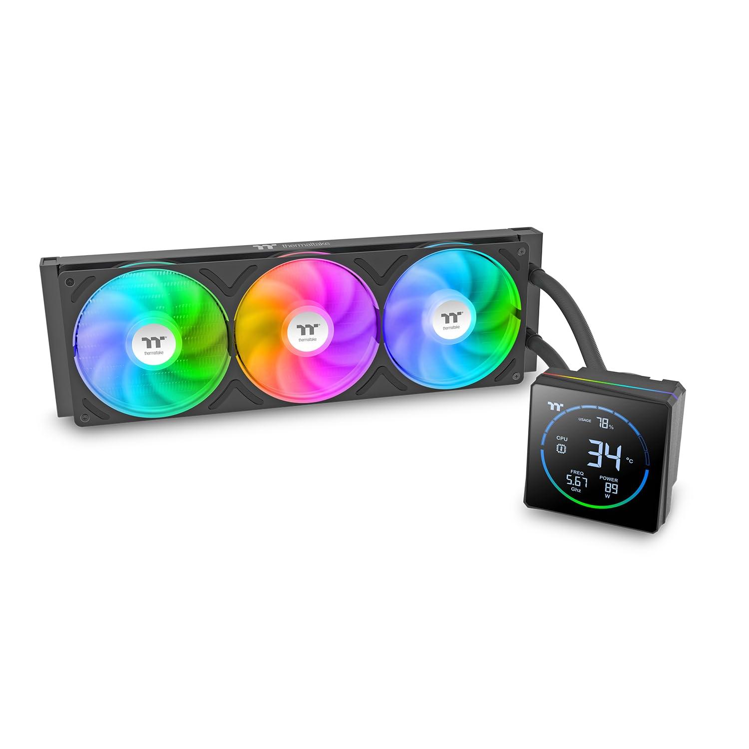 TH360-S V3 ARGB | All-in-one water cooling | 3.95" segment LCD display | Rotatable pump head | Single frame fan | Black