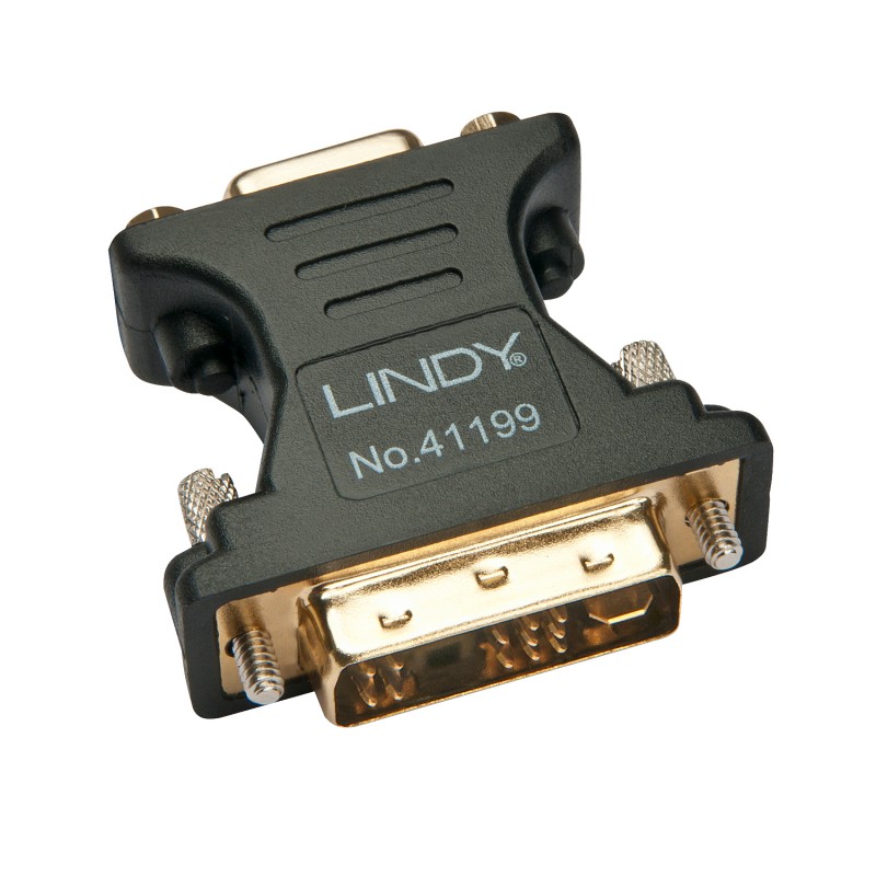 Lindy - 41199 cambiador de género para cable VGA DVI-I Negro, Oro 41199
