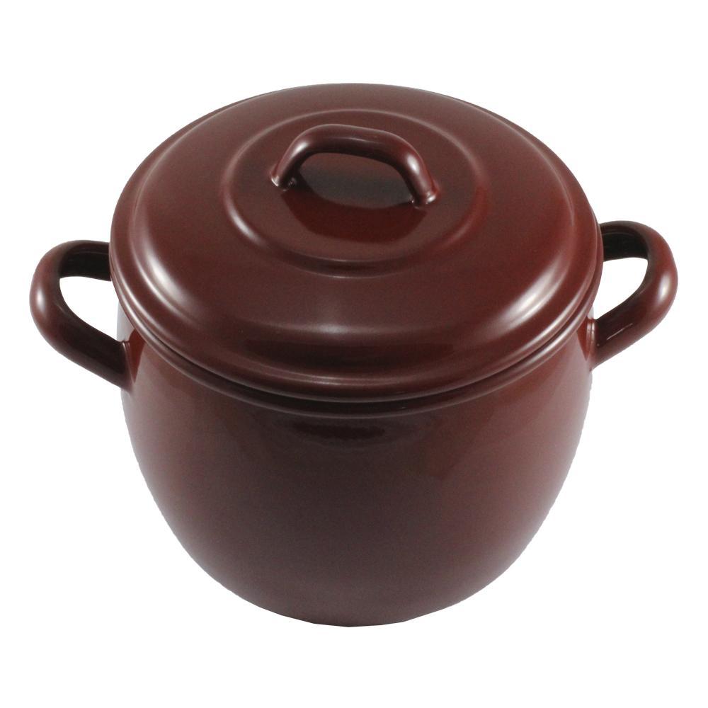 Olla esmalte marron bombeada 34 cm