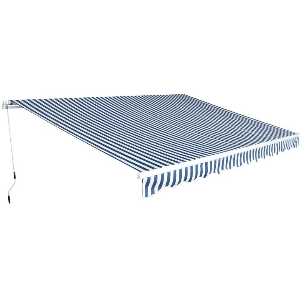 vidaXL Toldo plegable de operación manual azul y blanco Multitalle