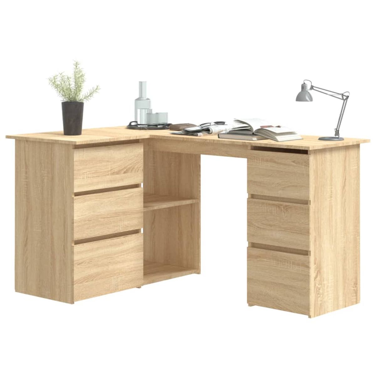 Escritorio esquinero Cum Laude 4 cajones + 2 puertas 76x145x100 cm