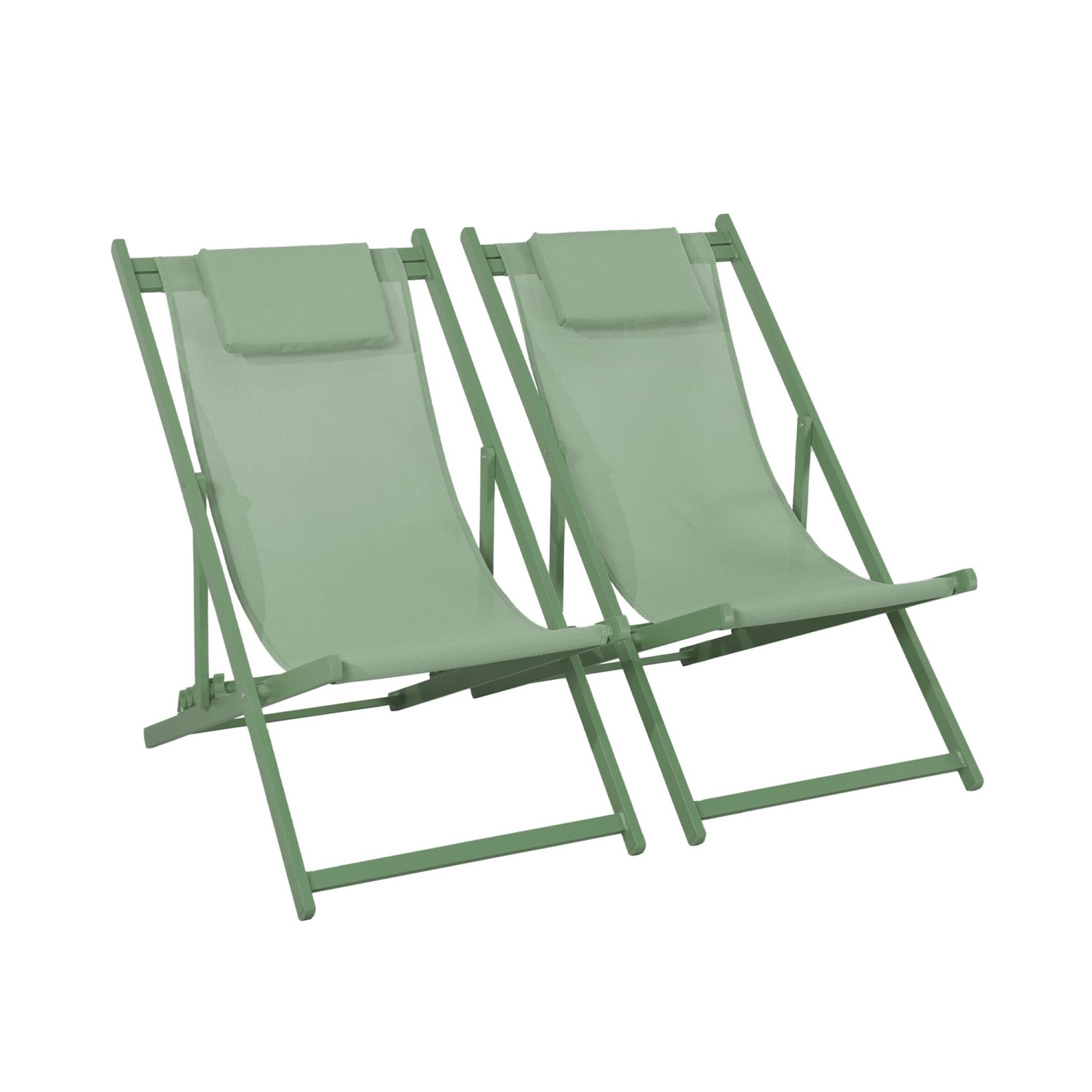 sweeek - Tumbona de aluminio multi posiciones, set de 2, Gaia, Verde, 99x88.5x58 cm