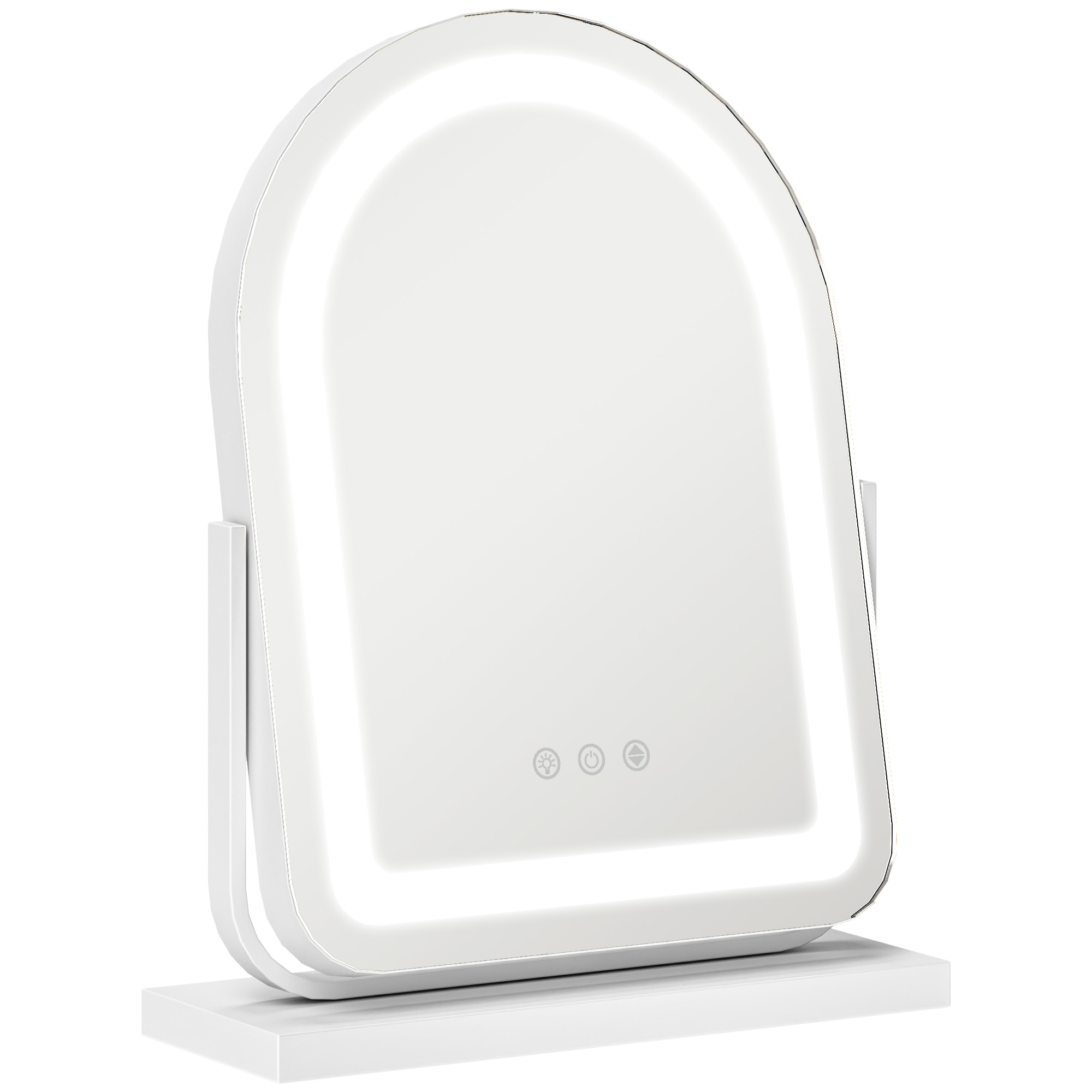 HOMCOM Espejo Maquillaje con Luz LED Espejo Tocador Giratorio con 3 Modos de Iluminación Ajustables Interruptor Táctil Rotación Regulable de 360° y Función de Memoria Blanco