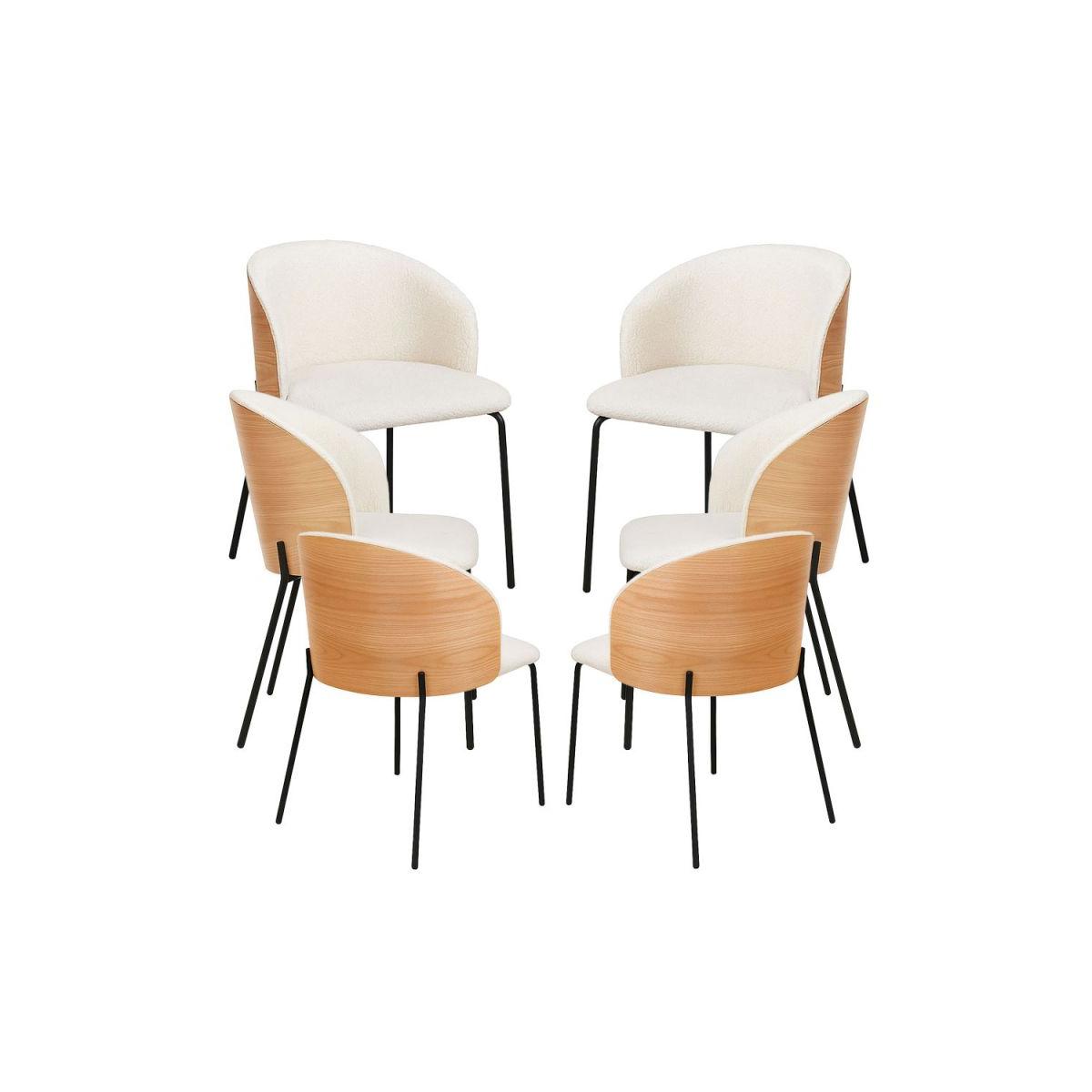 Regalos Miguel - Packs Sillas Comedor - Pack 6 Sillas Glacia Tela Blanca con Respaldo Tapizado en Madera